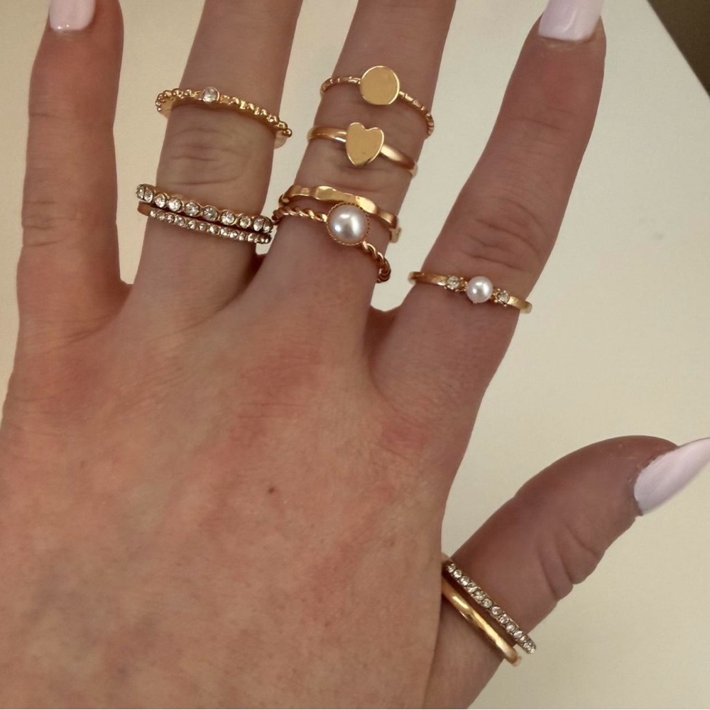 Elegant Gold 9 piece ring pack